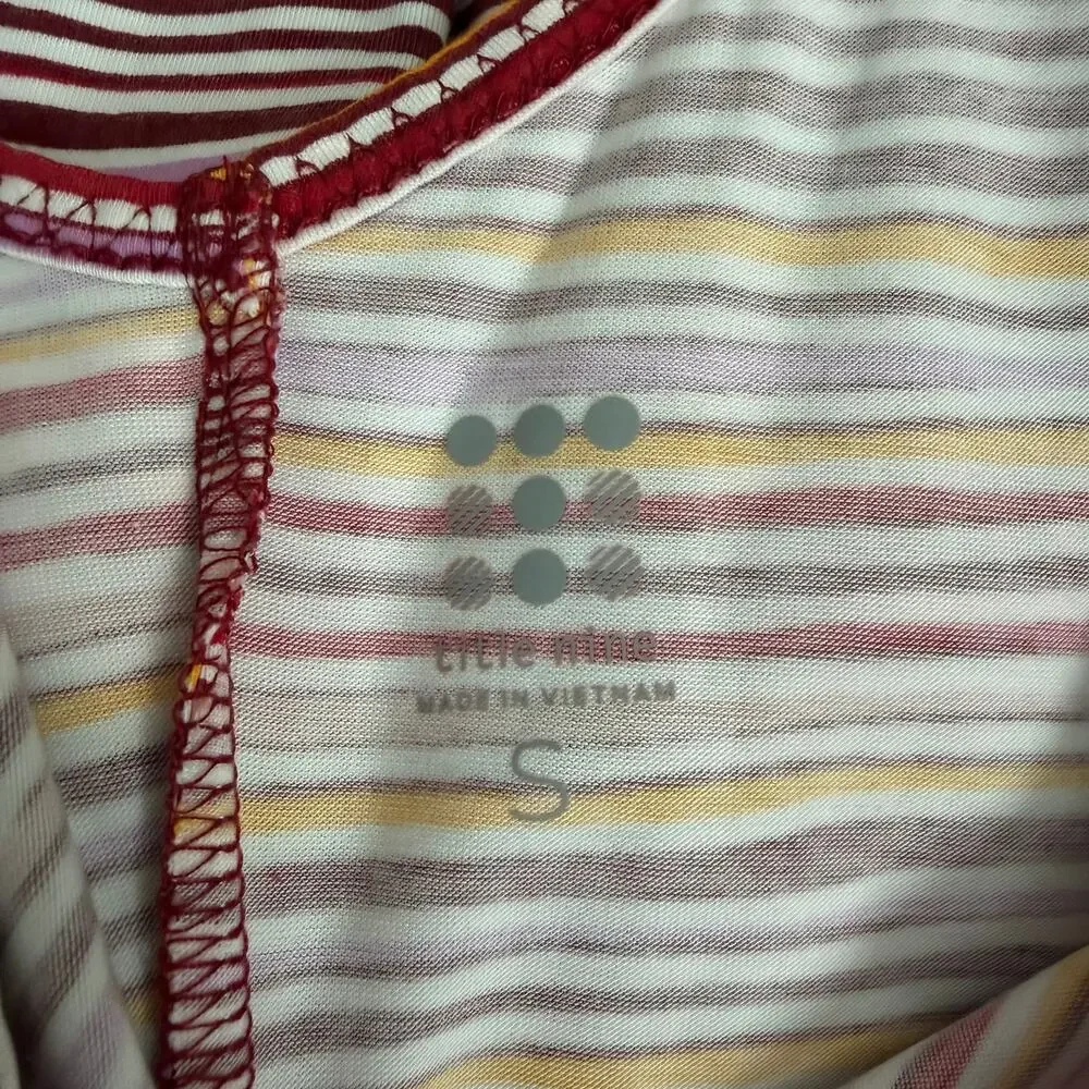 Title Nine Breeze Dress stripe red yellow pink white double V neck